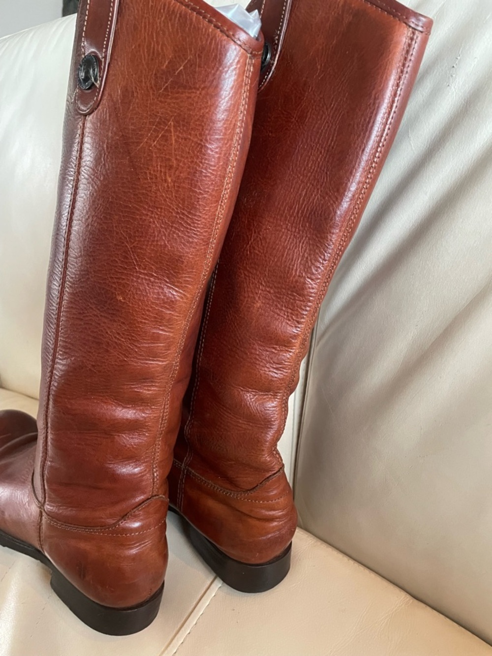 Frye Leather Knee-High Riding Boots in Chestnut Brown - Women size 7.5B - Picture 10 of 16